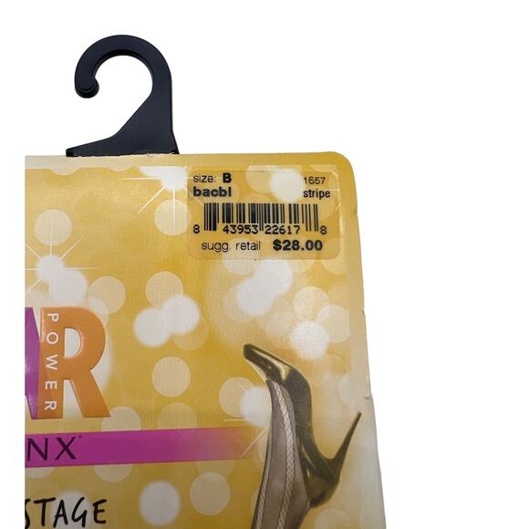 Star Power by Spanx Center Stripe Open-Weave Shaping Tight Style 1657 Black Sz B - Picture 3 of 5